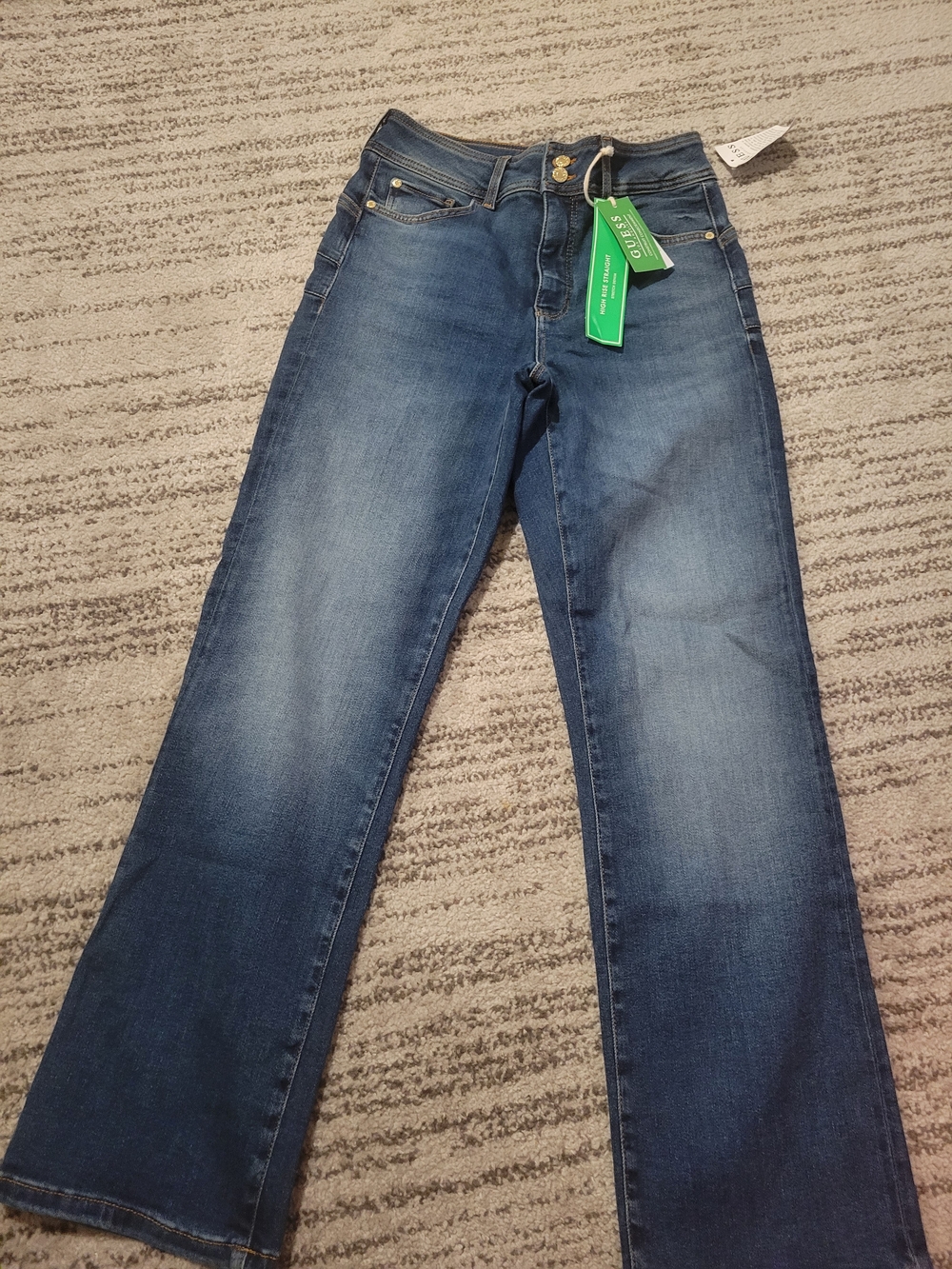 Guess Women's Dark Blue Flare Jeans with Green Tags